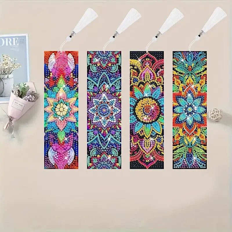 4 diy diamond painting mandala bookmarks