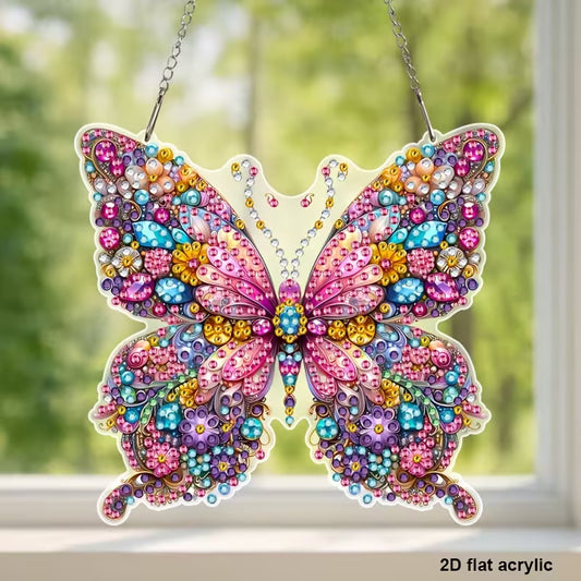 Pink Butterfly Sun Catcher DIY Diamond Art Kit