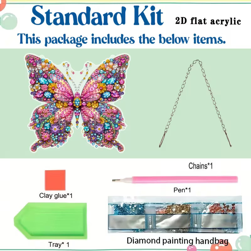 Pink Butterfly Sun Catcher DIY Diamond Art Kit
