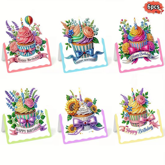 Floral Cupcake Diamond Art Cards