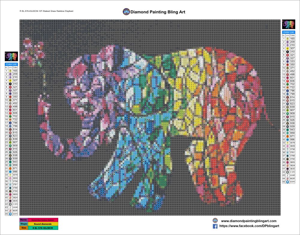 Stained Glass Rainbow Elephant