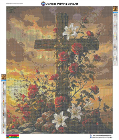 Sacred Grace Cross & Red Roses