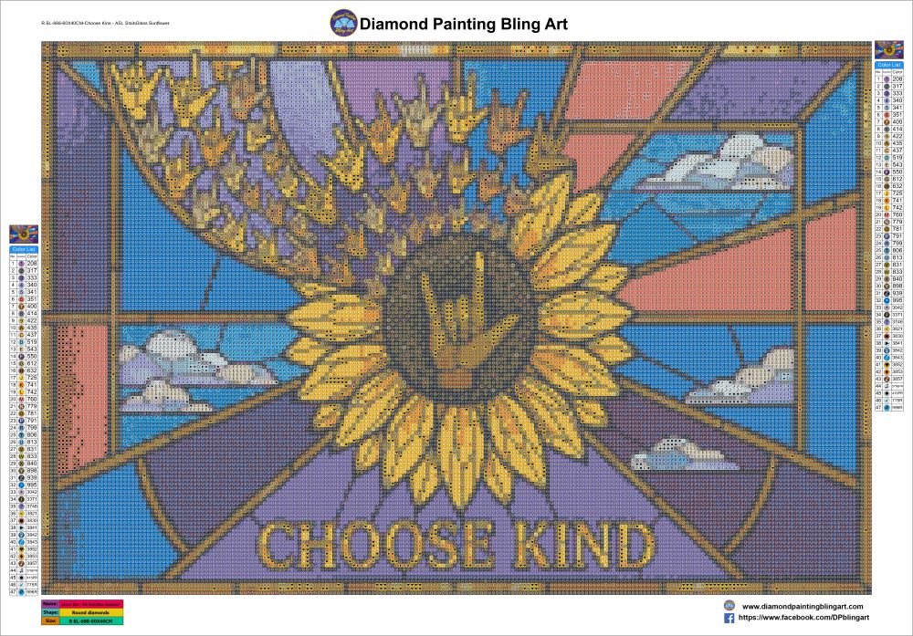 "Choose Kind" ASL Stained Glass Sunflower