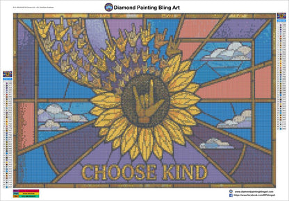 "Choose Kind" ASL Stained Glass Sunflower