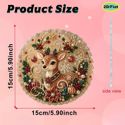 Golden Reindeer Holiday Acrylic Hanging Suncatcher