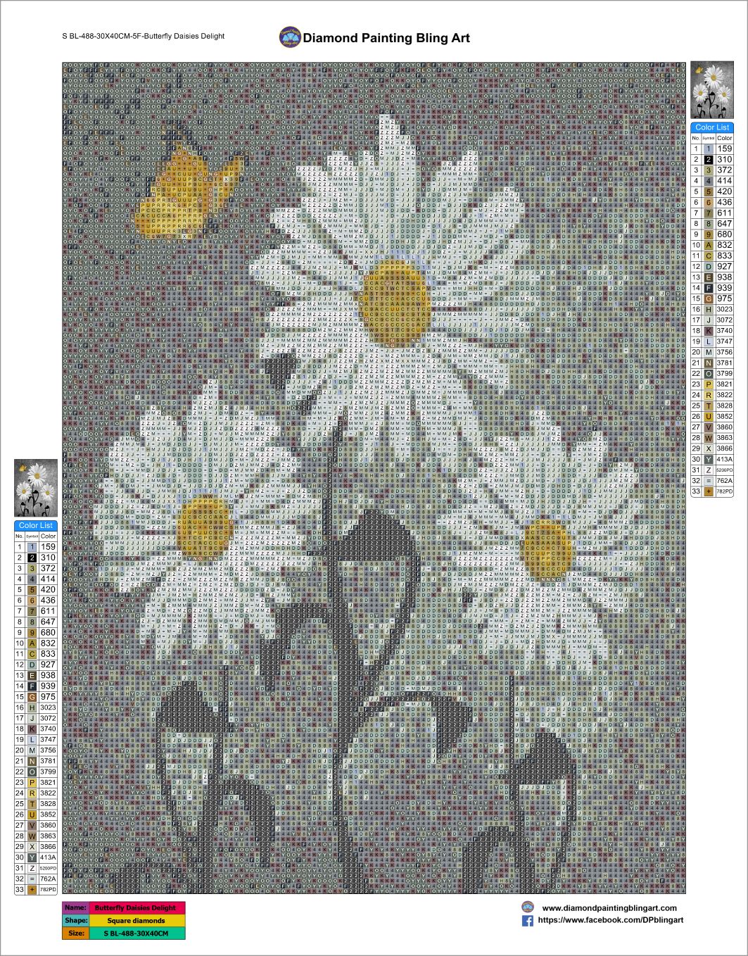 SBL-488-30X40CM-5F-ButterflyDaisiesDelight