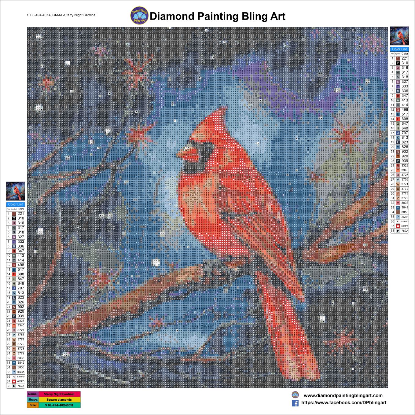 SBL-494-40X40CM-6F-StarryNightCardinal