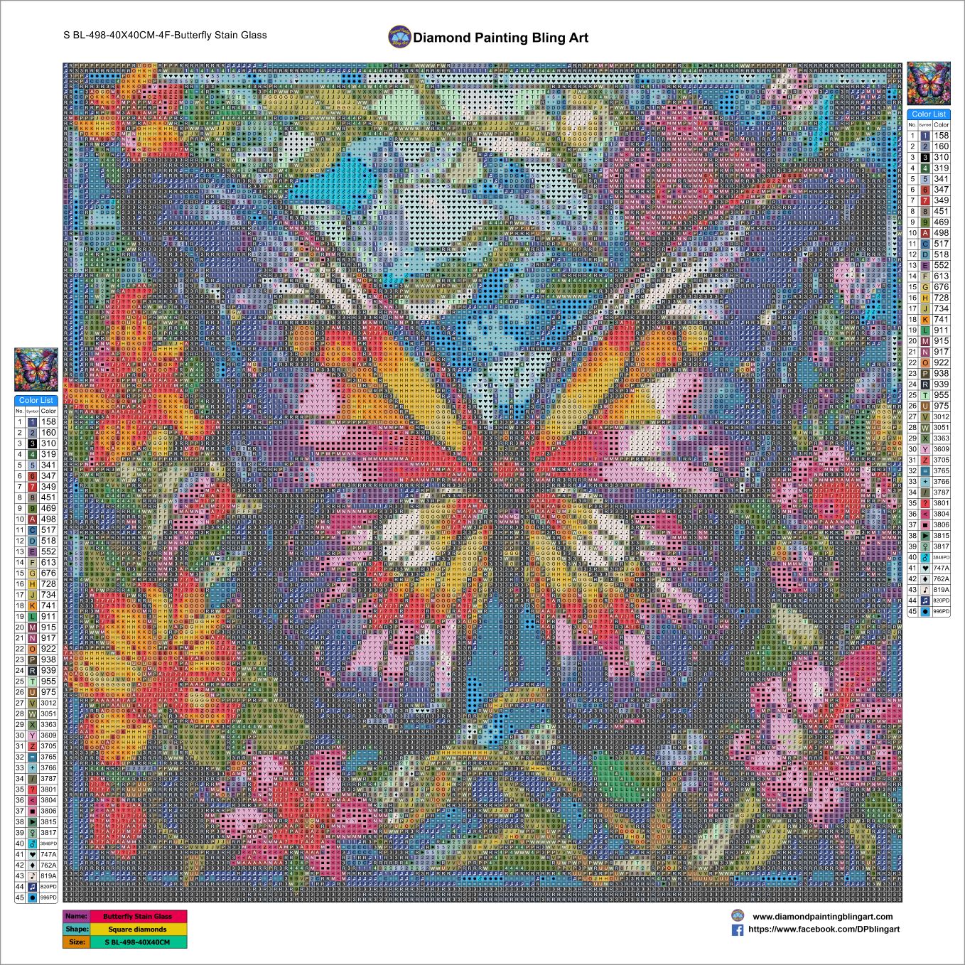 SBL-498-40X40CM-4F-ButterflyStainGlass