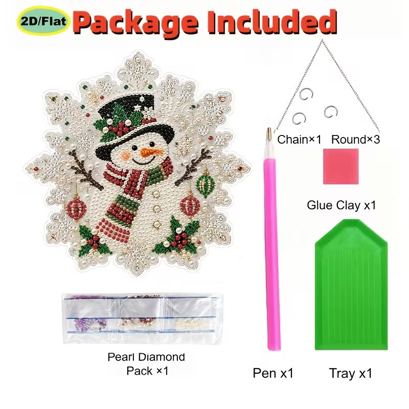Sparkling Snowflake Snowman Pearl DIY Hanging Acrylic Kit