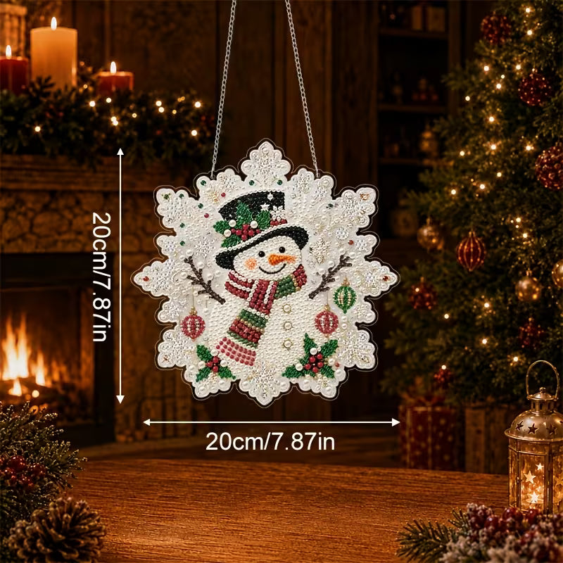 Sparkling Snowflake Snowman Pearl DIY Hanging Acrylic Kit