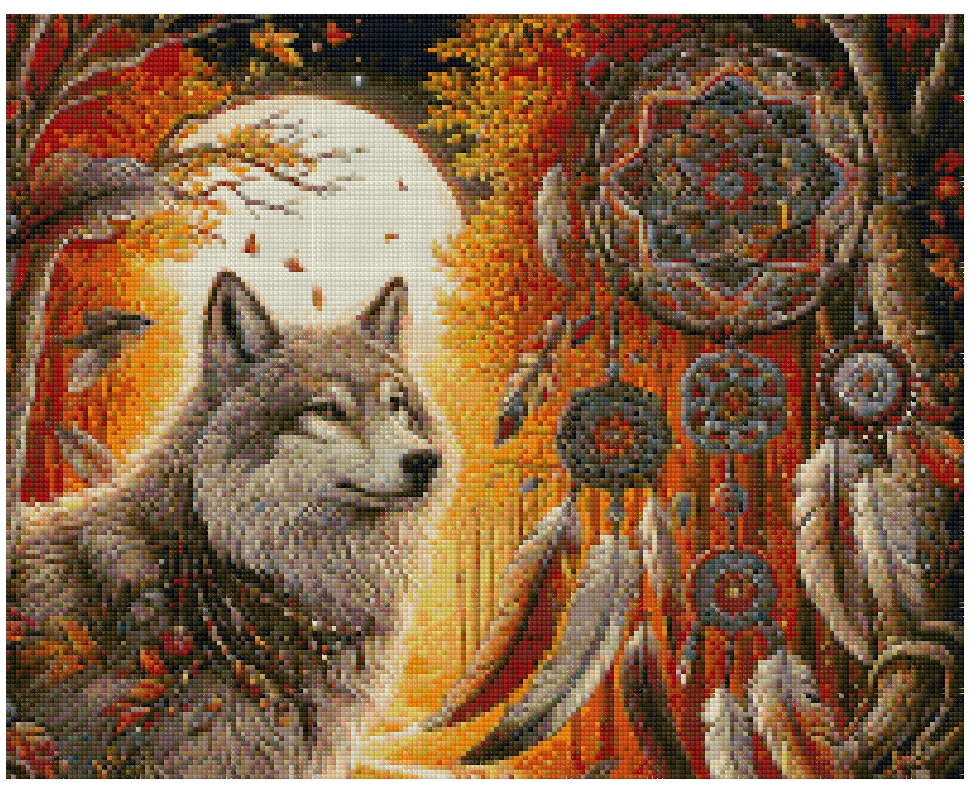 Autumn Wolf Dreamcatcher – Diamond Painting Bling Art
