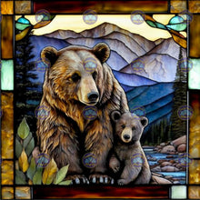 Load image into Gallery viewer, Bear and Cub Stain Glass

