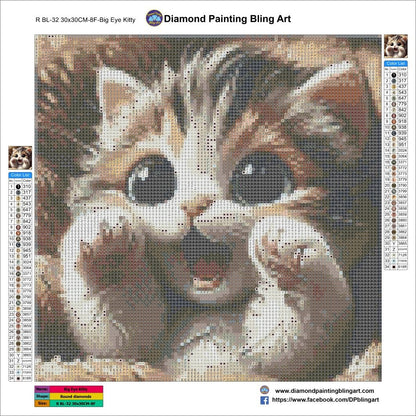 Big Eyed Kitty - Diamond Painting Bling Art