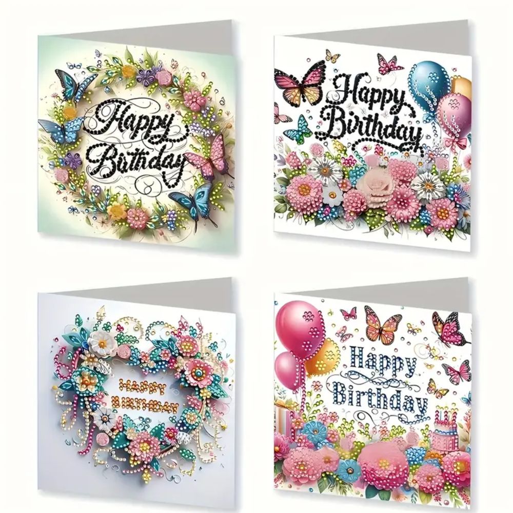 Birthday Greeting Cards Set - 4