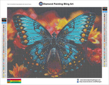 Load image into Gallery viewer, Blue Butterfly with Colored Flowers - Diamond Painting Bling Art
