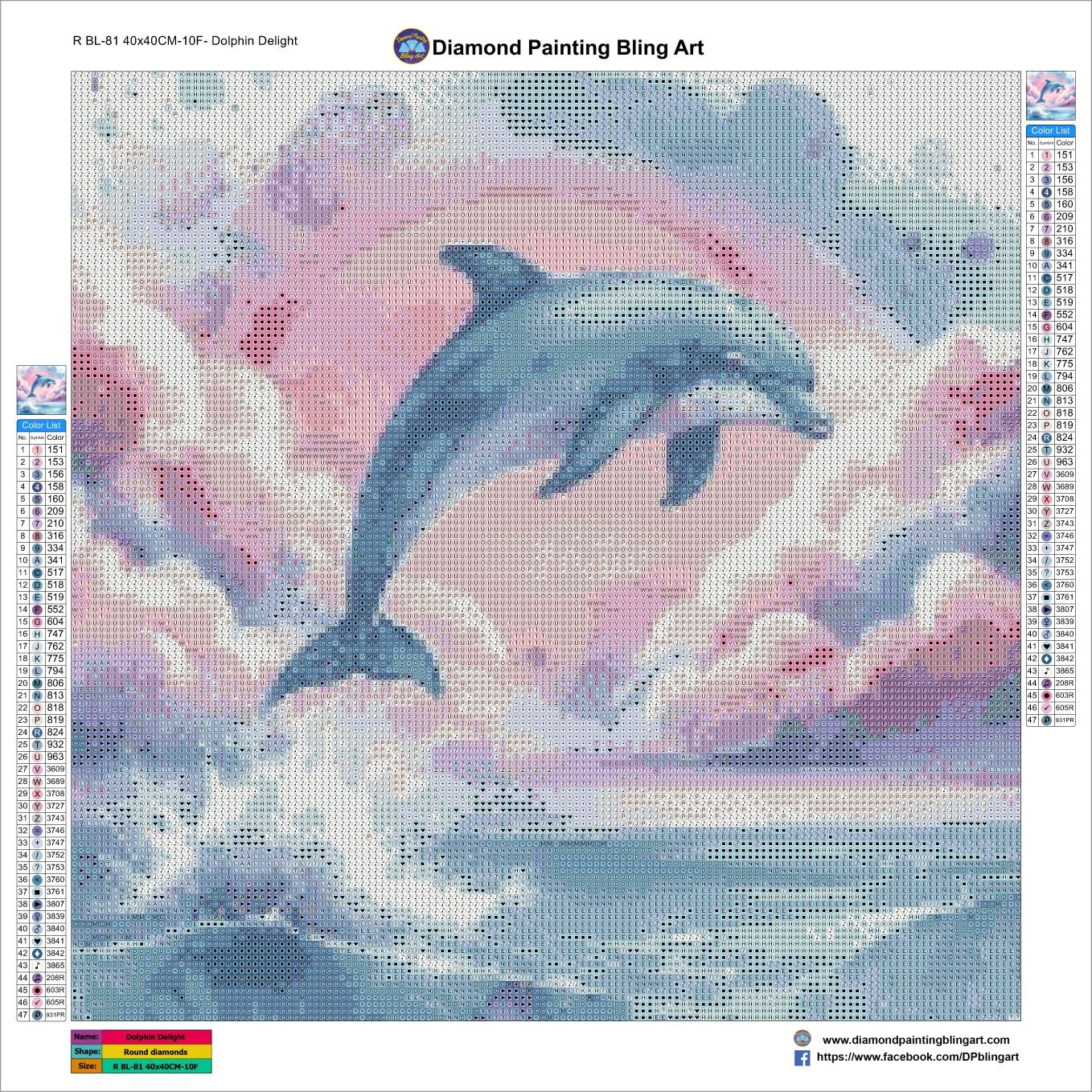 Dolphin Delight 40x40cm (16"x16") - Diamond Painting Bling Art