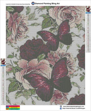 Load image into Gallery viewer, Dusty Rose Flowers &amp; Butterflies Crystal - Diamond Painting Bling Art
