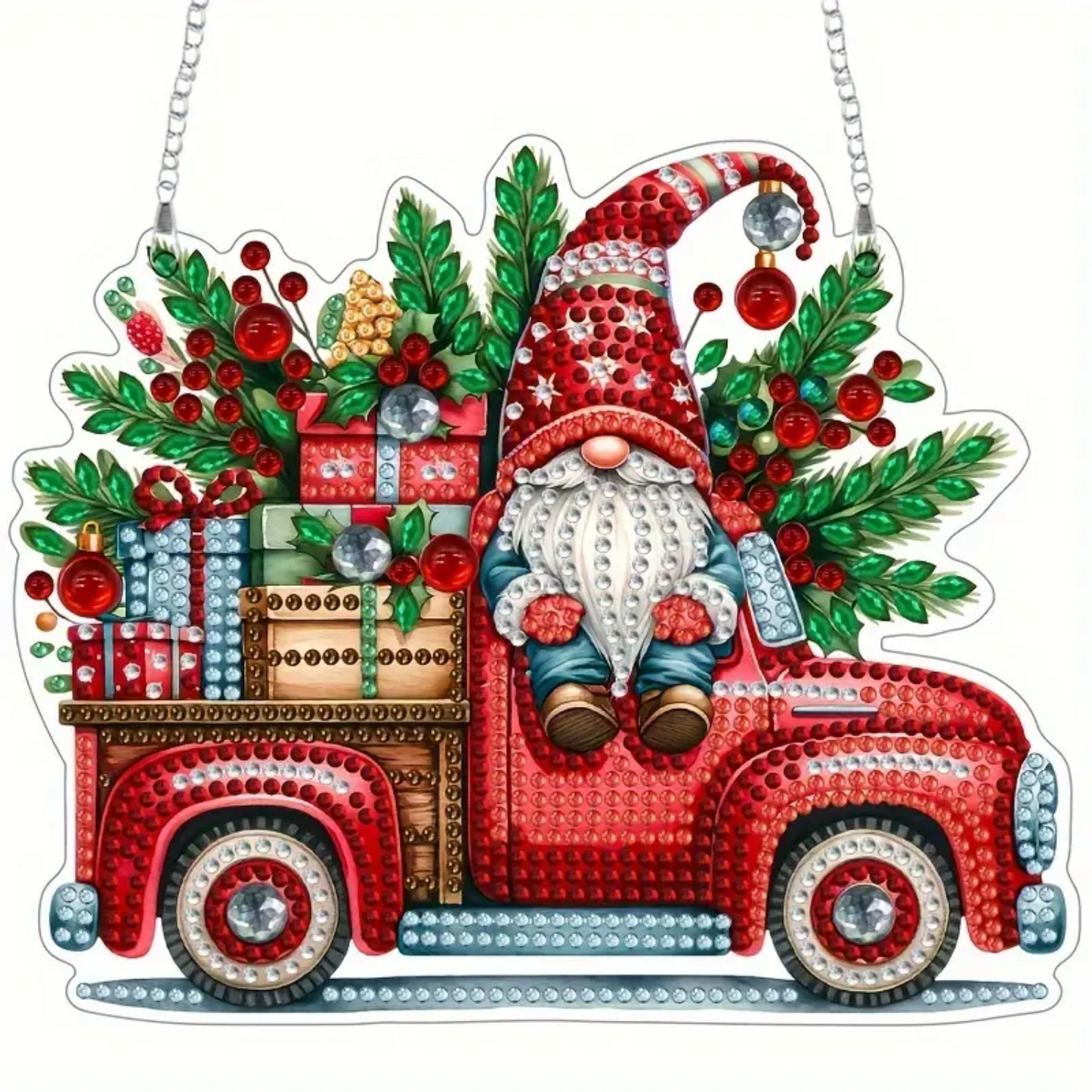 Christmas Gnome Red Truck