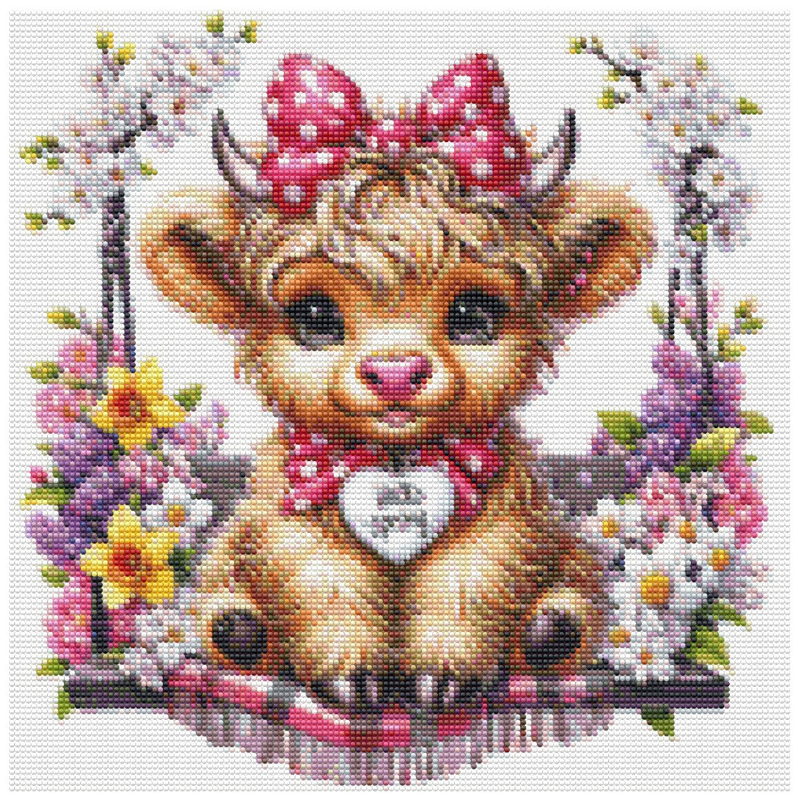 Hello Spring Baby Highland Cow – Diamond Painting Bling Art