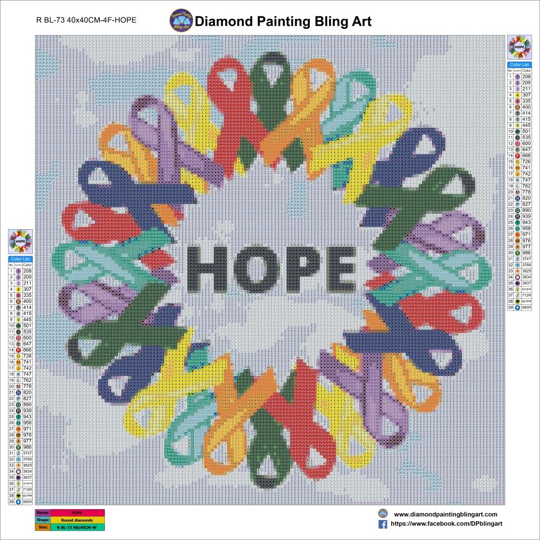 Hope Cancer Awareness - Diamond Painting Bling Art