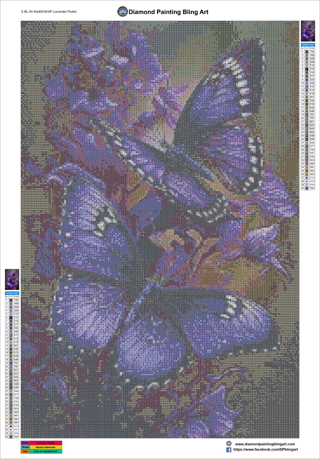 Lavender Flutter 40x60cm (16"x24") - Diamond Painting Bling Art