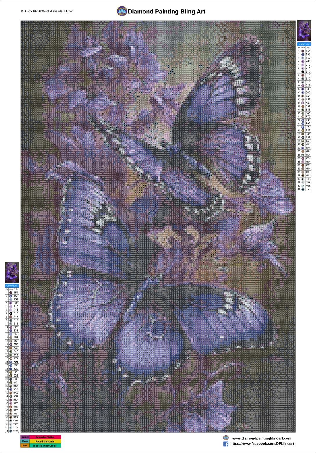 Lavender Flutter 40x60cm (16"x24") - Diamond Painting Bling Art