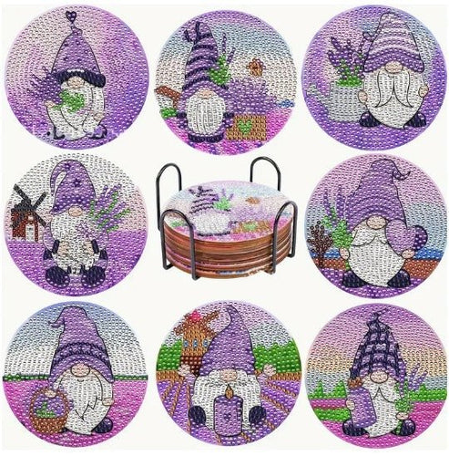 Lavender Gnome Coasters - Diamond Painting Bling Art