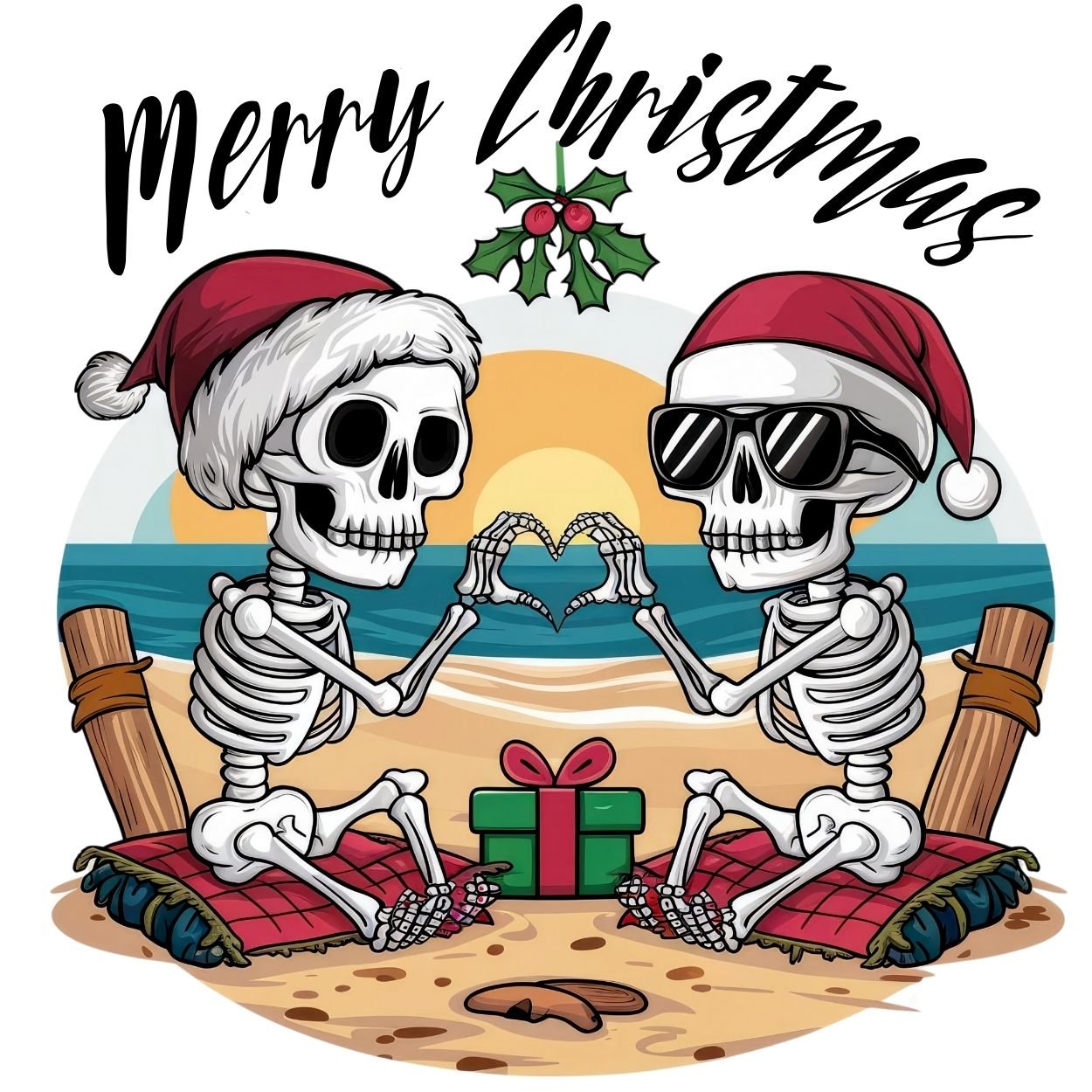 Merry Christmas Skeletons 40x40cm (16"x16") - Diamond Painting Bling Art