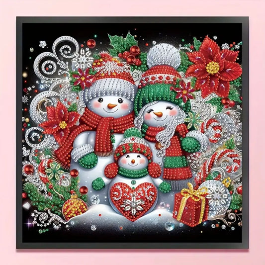 Partial Diamond Art Snowmen