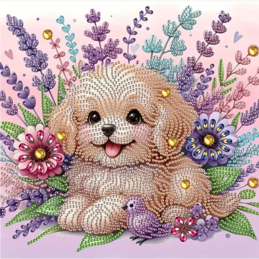 Partial Special Shape Diamond Art Puppy - Diamond Painting Bling Art