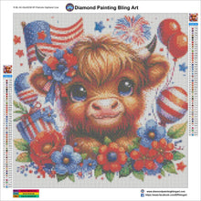 Load image into Gallery viewer, Patriotic Highland Cow - Diamond Painting Bling Art
