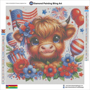 Patriotic Highland Cow - Diamond Painting Bling Art