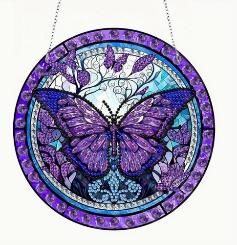 Purple Butterfly Pendant - Diamond Painting Bling Art