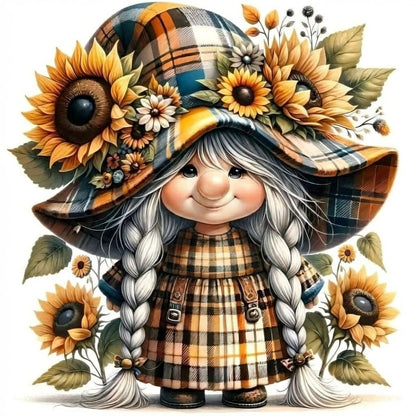 Sunflower Plaid Lady Gnome