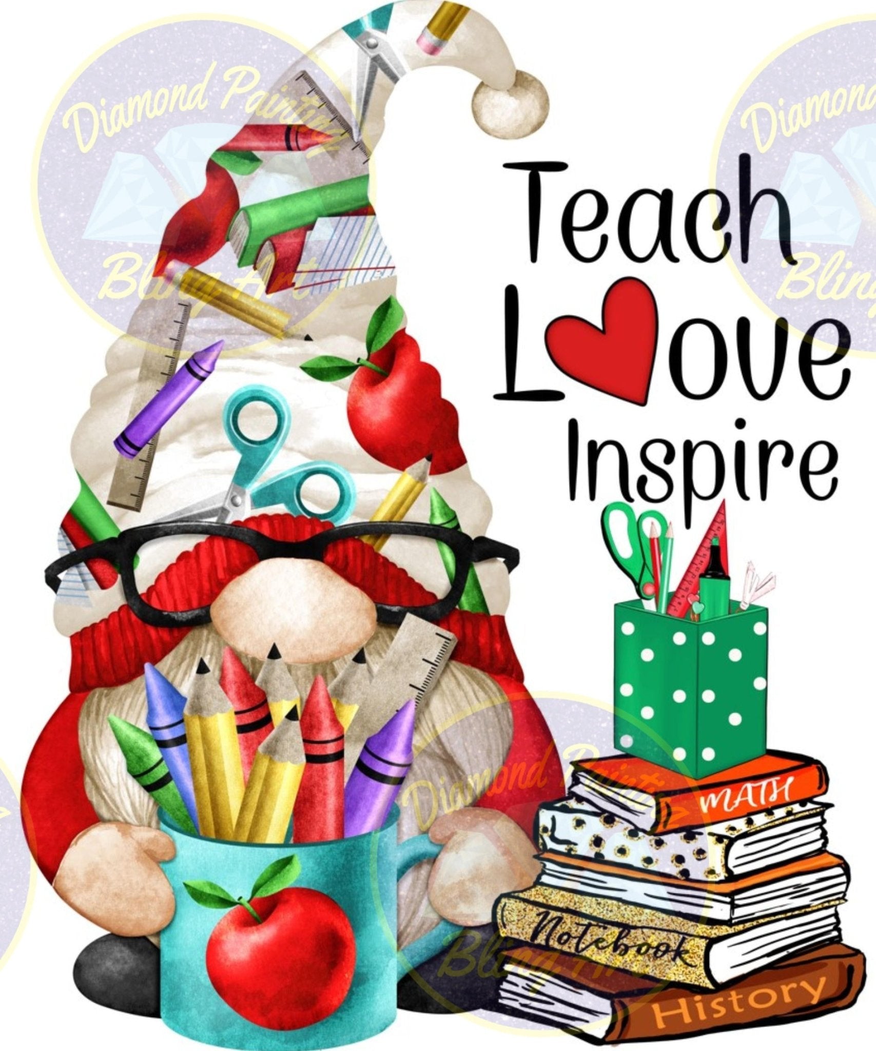 Teach, Love, Inspire 50x60cm (20"x24") - Diamond Painting Bling Art