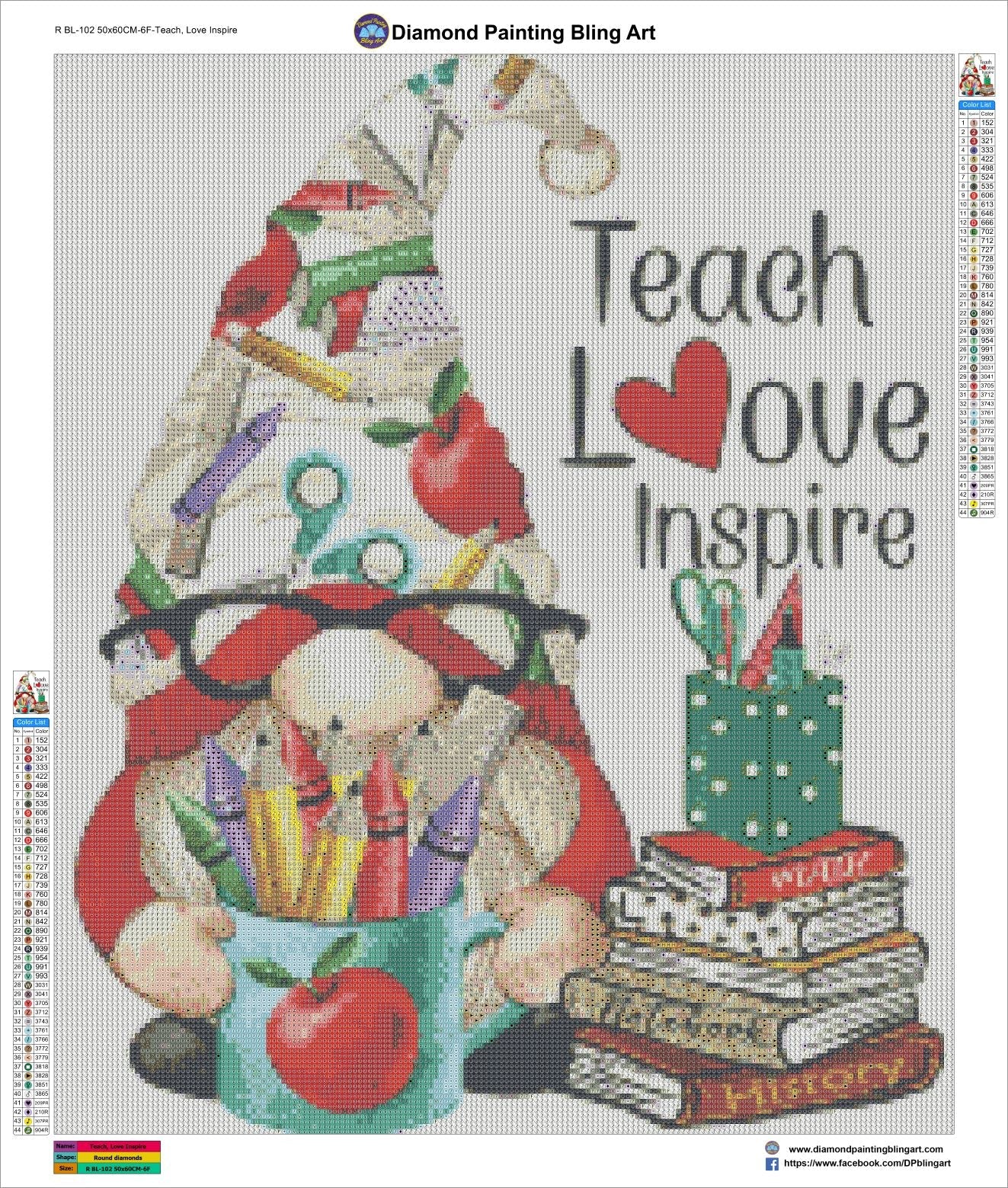 Teach, Love, Inspire 50x60cm (20"x24") - Diamond Painting Bling Art