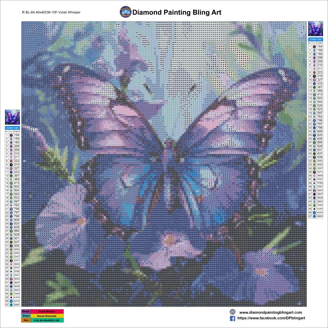 Violet Whisper 40x40cm (16"x16") - Diamond Painting Bling Art