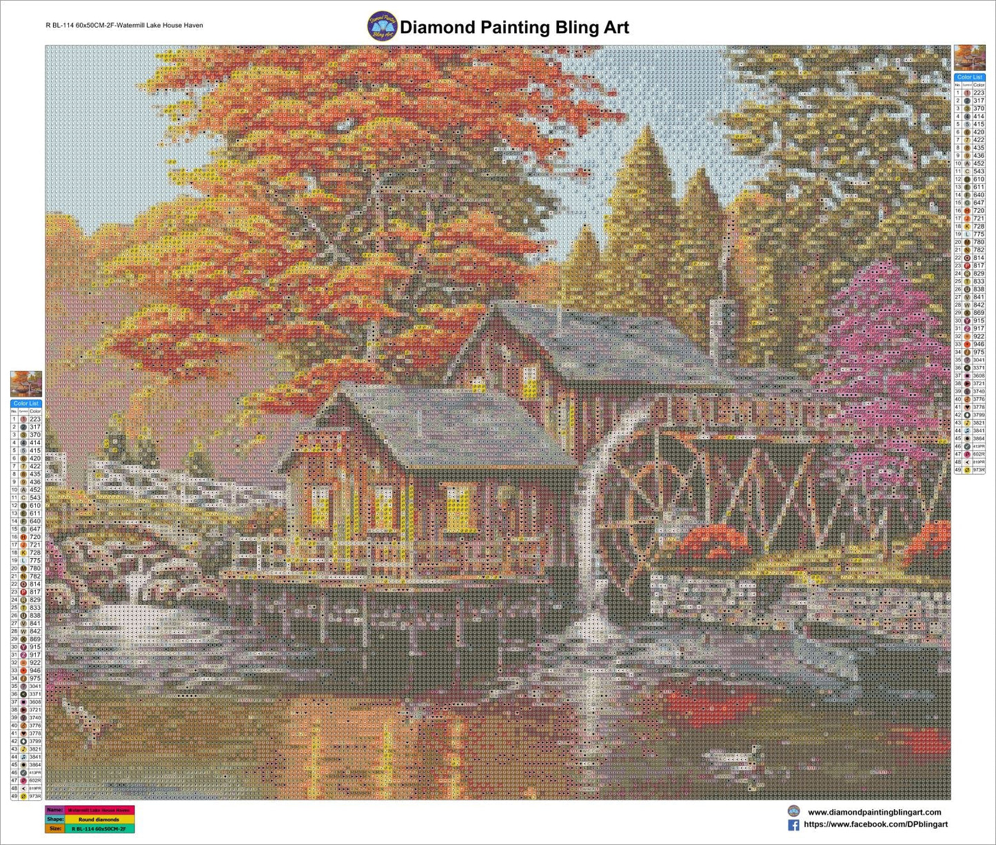 Watermill Lake House Haven 60x50cm ( 24"x20") - Diamond Painting Bling Art