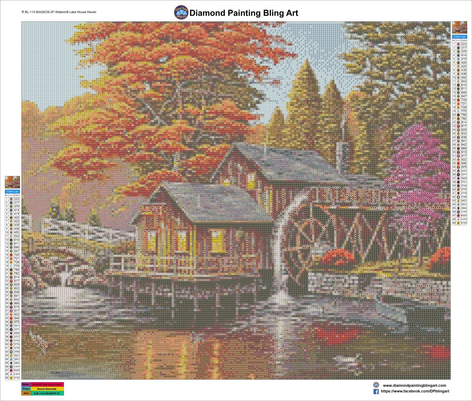 Watermill Lake House Haven 60x50cm ( 24"x20") - Diamond Painting Bling Art