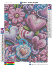 Load image into Gallery viewer, Whimsical Hearts &amp; Flowers Crystal - Diamond Painting Bling Art
