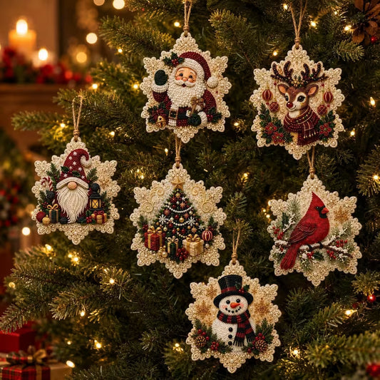 Vintage Snowflake Pearl DIY Ornament Set (6-Piece)