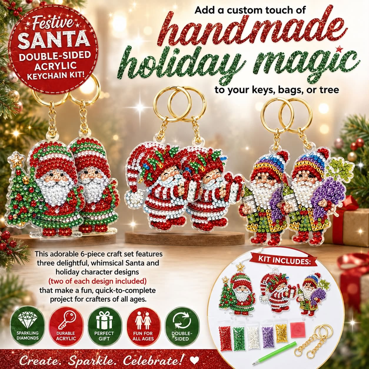 Festive Santa Key Chains