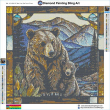 Load image into Gallery viewer, Bear and Cub Stain Glass - Diamond Painting Bling Art

