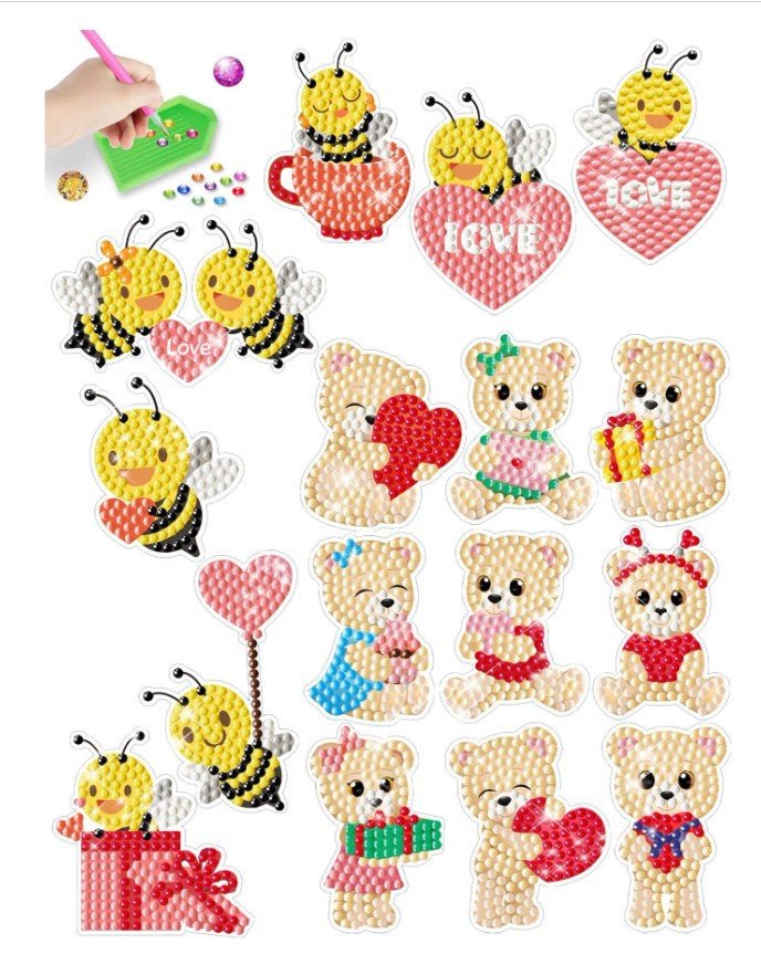 Bears and Bees Stickers - Diamond Painting Bling Art