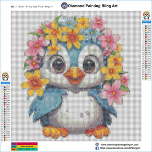 Big Eyed Floral Penguin - Diamond Painting Bling Art