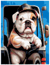 Load image into Gallery viewer, Bulldog Puppy Taxi Driver - Diamond Painting Bling Art
