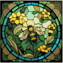 Load image into Gallery viewer, Bumble Bee Stain Glass - Diamond Painting Bling Art

