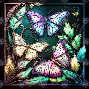 Butterflies Stain Glass - Diamond Painting Bling Art