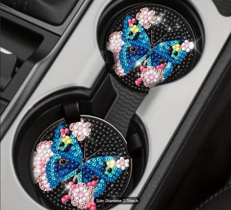 Car Coasters- Butterfly - Diamond Painting Bling Art