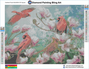 Cardinal Floral - Diamond Painting Bling Art